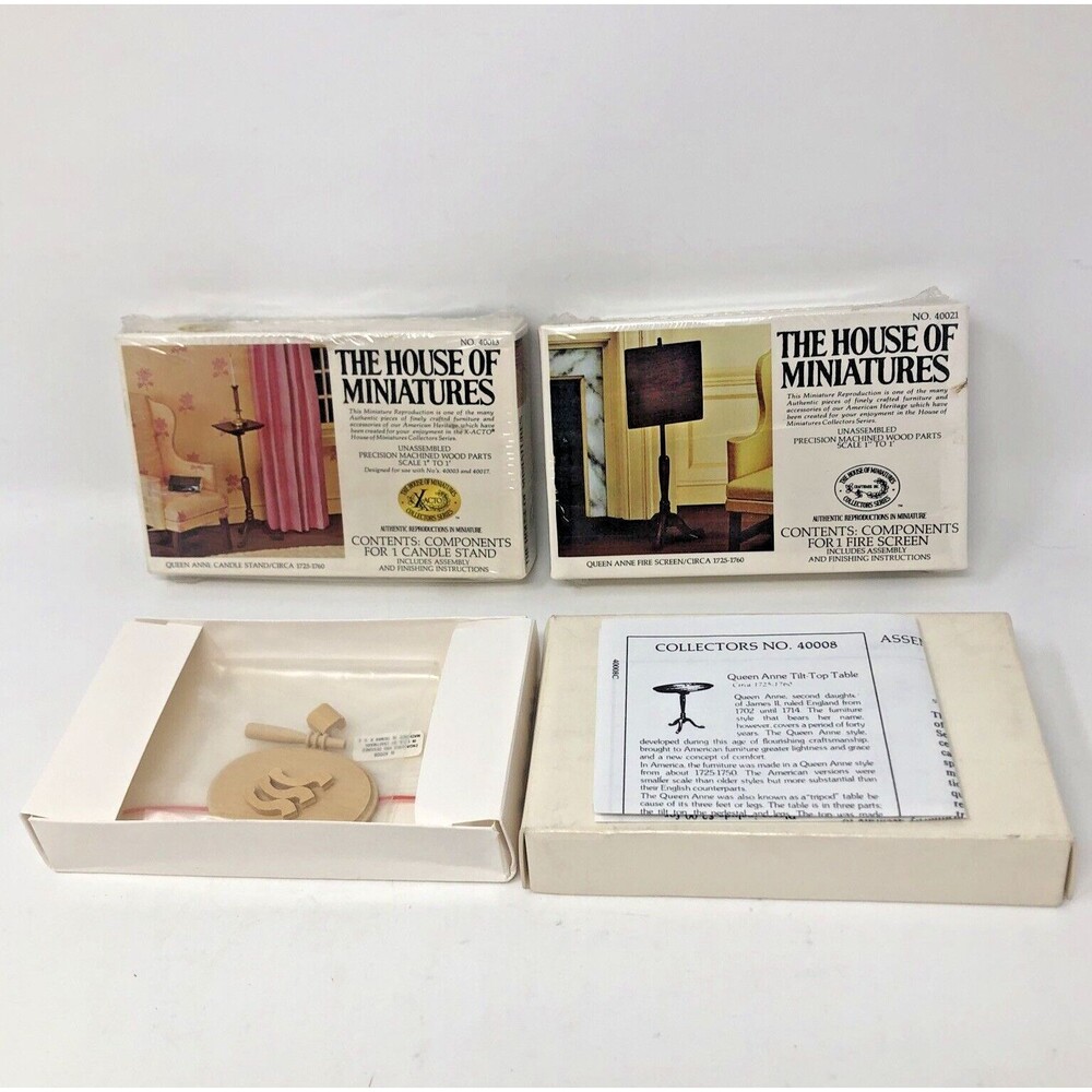 The House of Miniatures Wooden Dollhouse Kits Lot Of 3 Queen Anne LR Tables